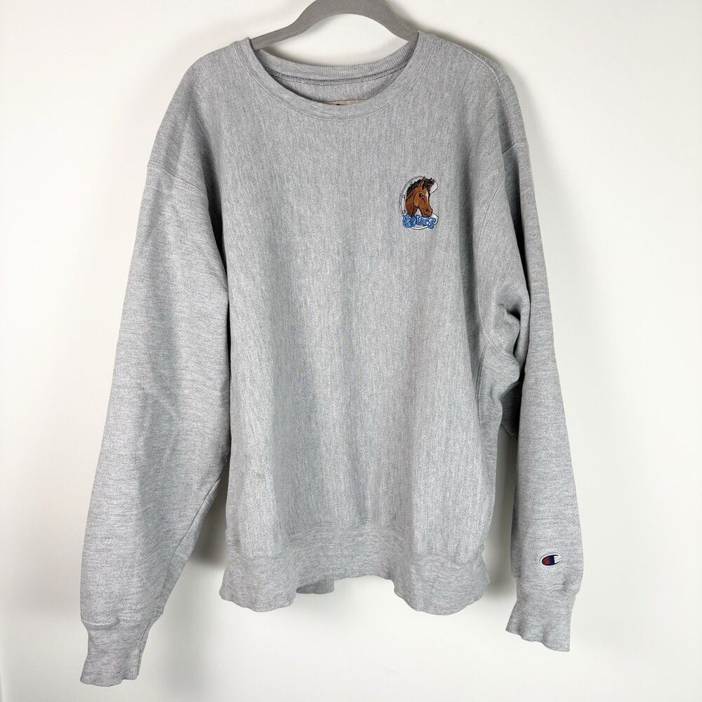 Champion Reverse Weave Colts Sweatshirt (Sz L) Grey Vtg Crew Embroidered Logo